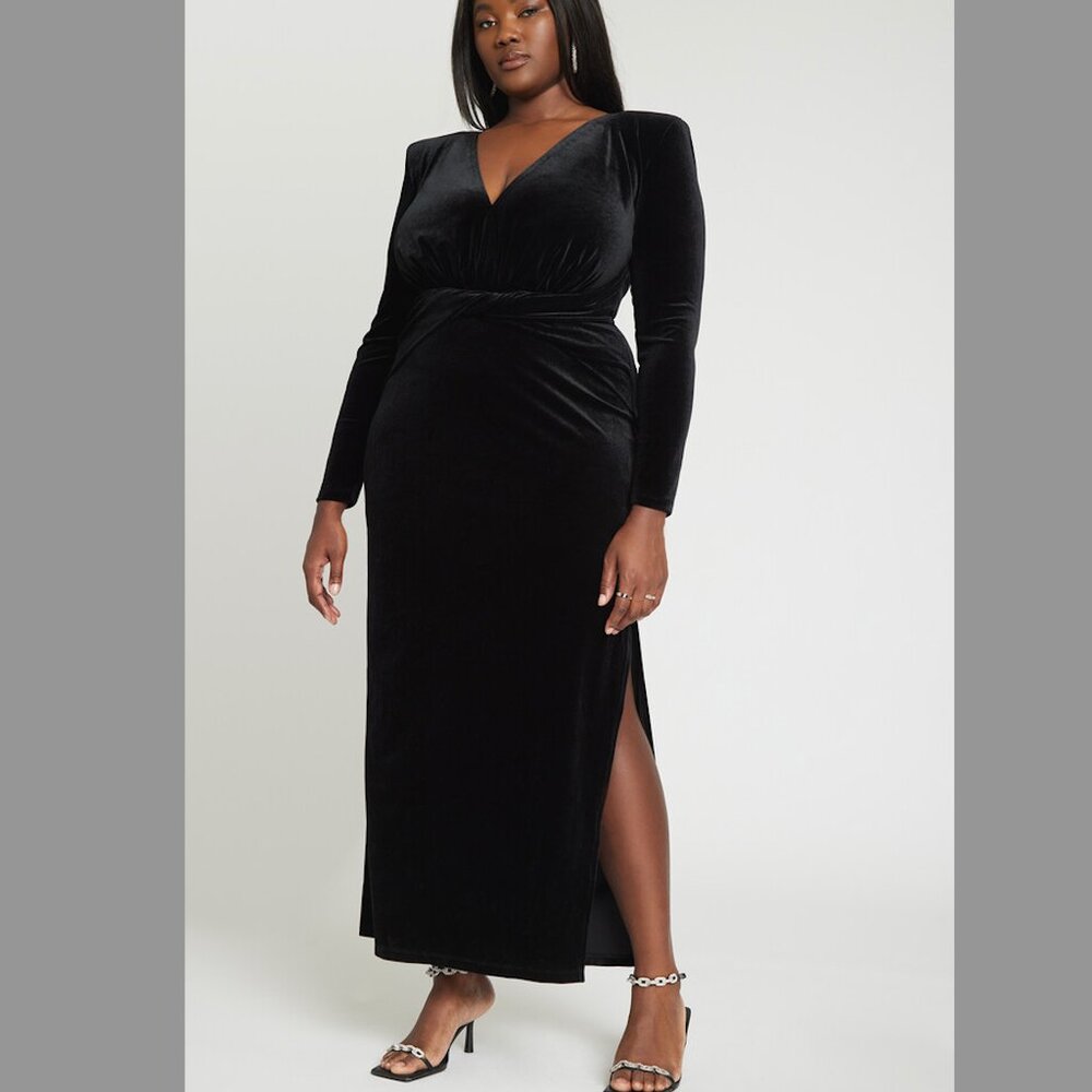 ELOQUII velvet tie waist slip leg dress size 16